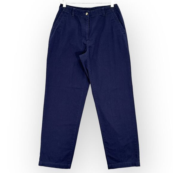 L.L. Bean Pants Women Size 8 Regular‎ Blue 100% Cotton Pockets Straight Leg - Picture 1 of 12